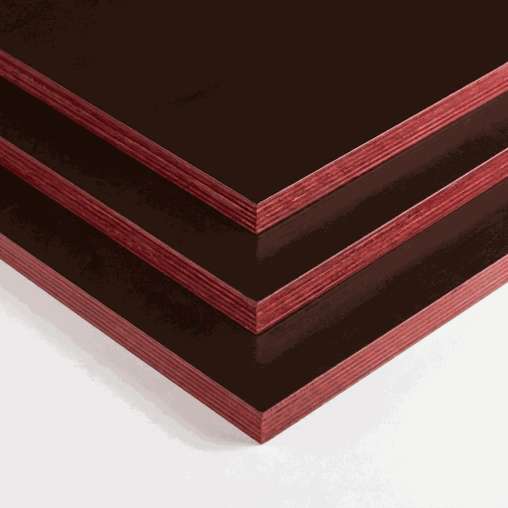 Cofframax 4 RED — empilement de 3 panneaux, face marron, chants rouges